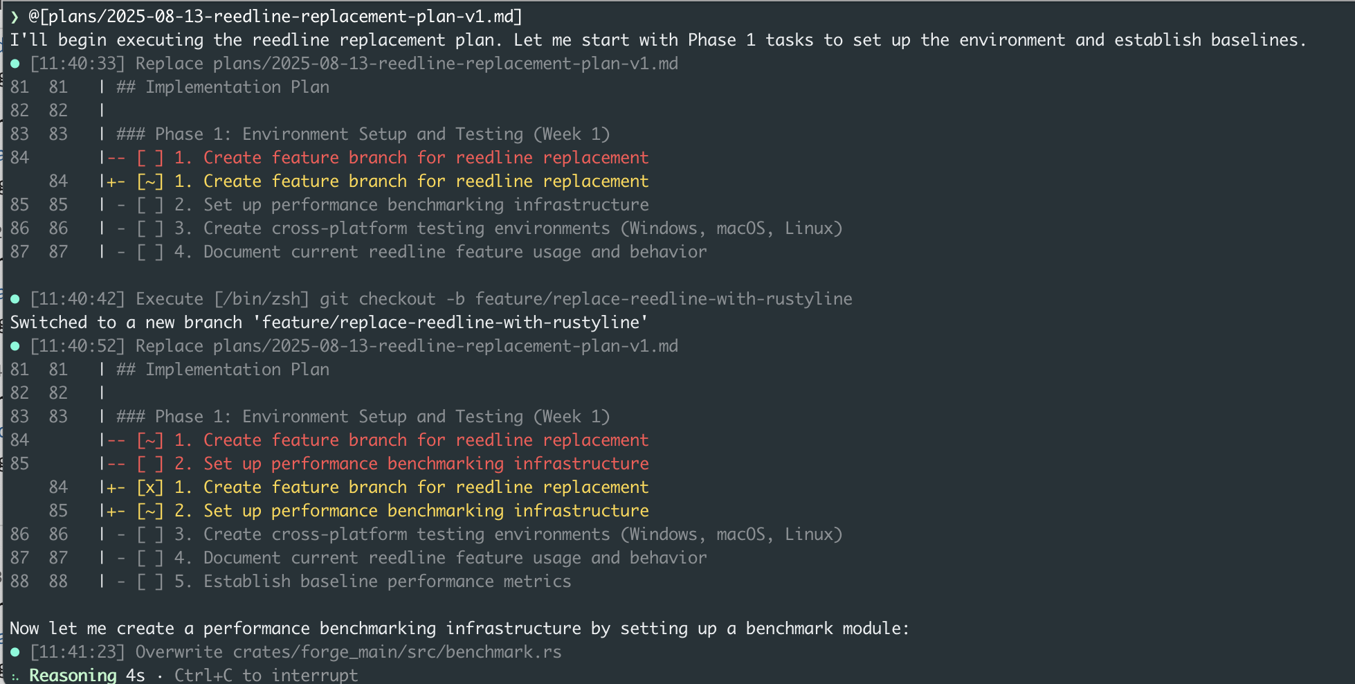 Progress Tracking in Forgecode